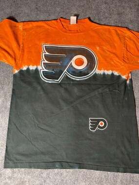 Vintage 90s Philadelphia Flyers Liquid Blue NHL Tie Dye T-Shirt